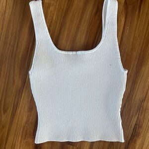 Quince Cream Ribbed Square-Neck Tank